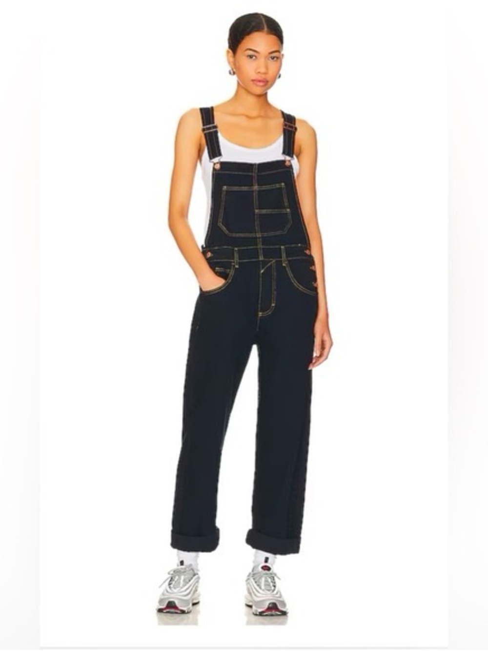 We The Free Free People Ziggy Denim Overalls in Dark Wash Size Small - Picture 7 of 7